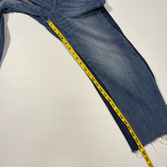 Flying Monkey Two-Tone Blue Flare Raw Hem Button Fly Jeans Sz25 - Picture 7 of 9